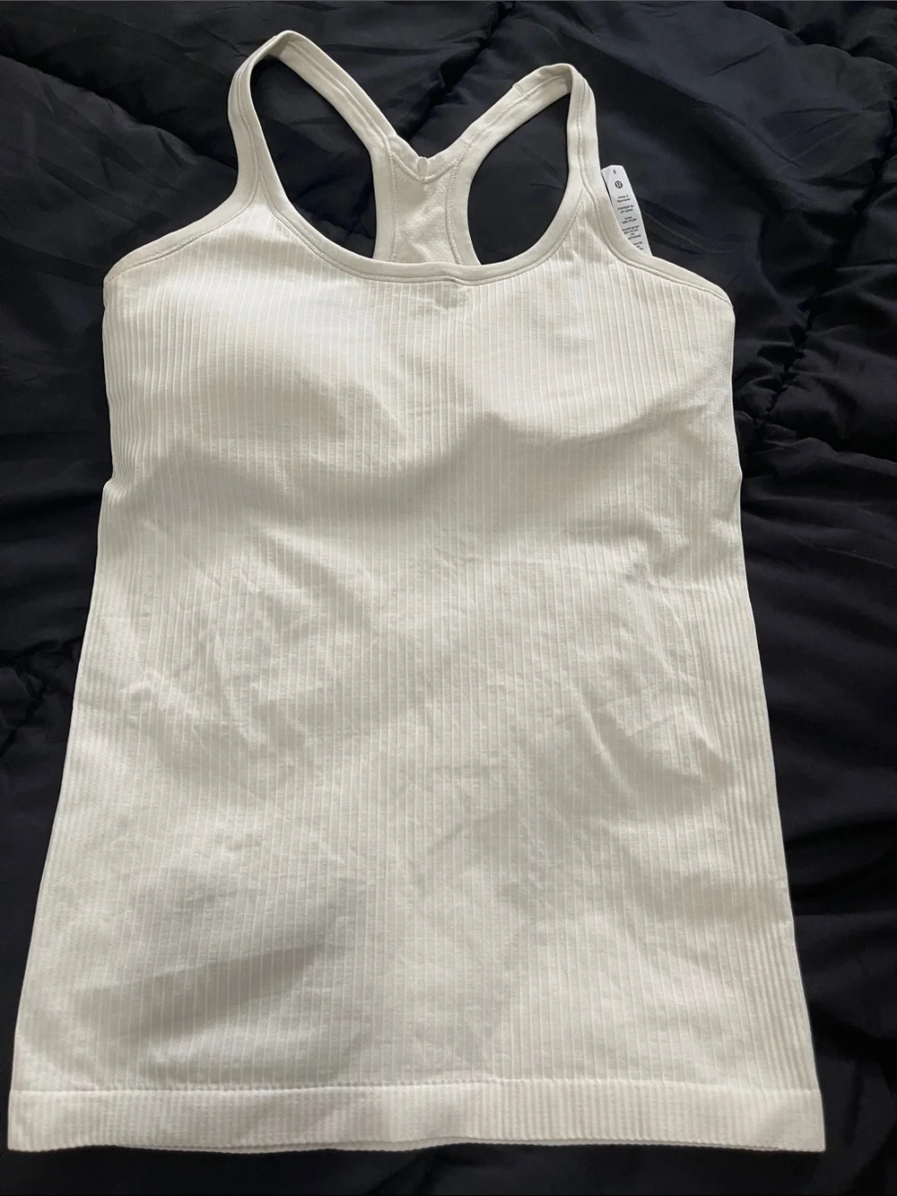 lululemon athletica Ribbed White Racerback Tank Top
